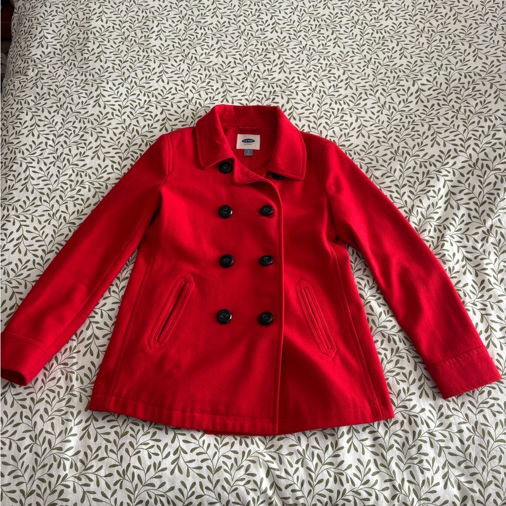 Old Navy Bright Red Women's Pea Coat